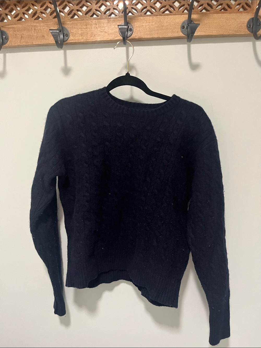 Brandy Melville Black Cable Knit Crewneck Sweater